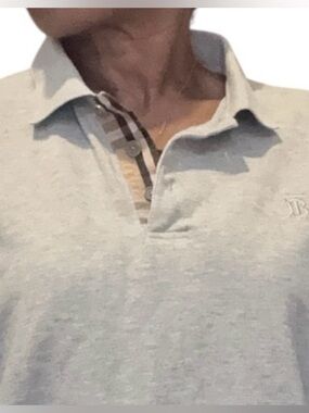 Burberry Light Gray Polo with Embroidered TB Logo